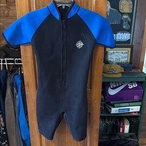 Neoprene kids Blue and Black Shortie wetsuit